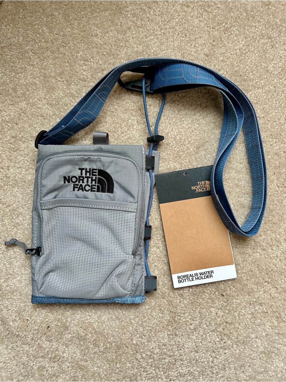 North Face Borealis Water Bottle Holder Crossbody Bag Concrete NWT